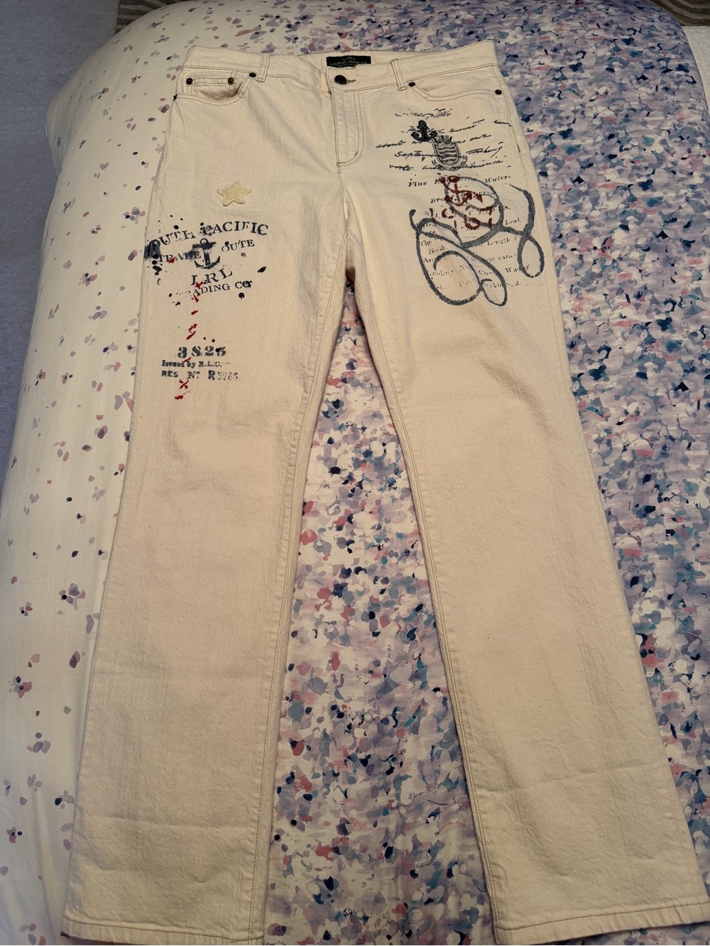 LRL Lauren Jeans Co Ralph Lauren denim with Nautical theme embroidery